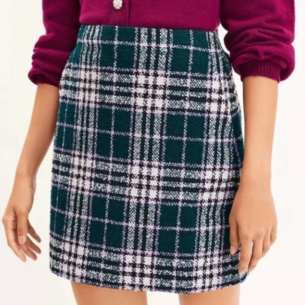 NWOT LOFT Plaid Pocket Shift Skirt Size 2